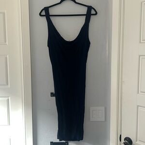 Navy blue braided straps, draped back cocktail dress - sz 2/4